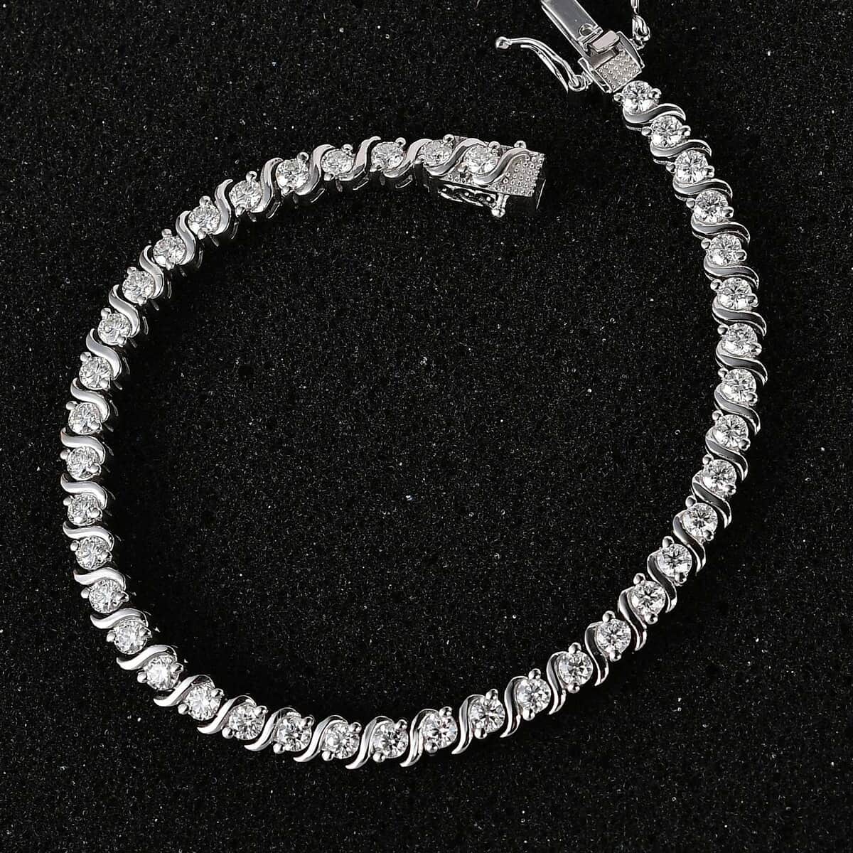 Moissanite Line Bracelet in Platinum Over Sterling Silver (7.25 In) 4.00 ctw image number 2