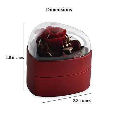 Red Acrylic Heart Shape Ring Box with 3D Flower on Top