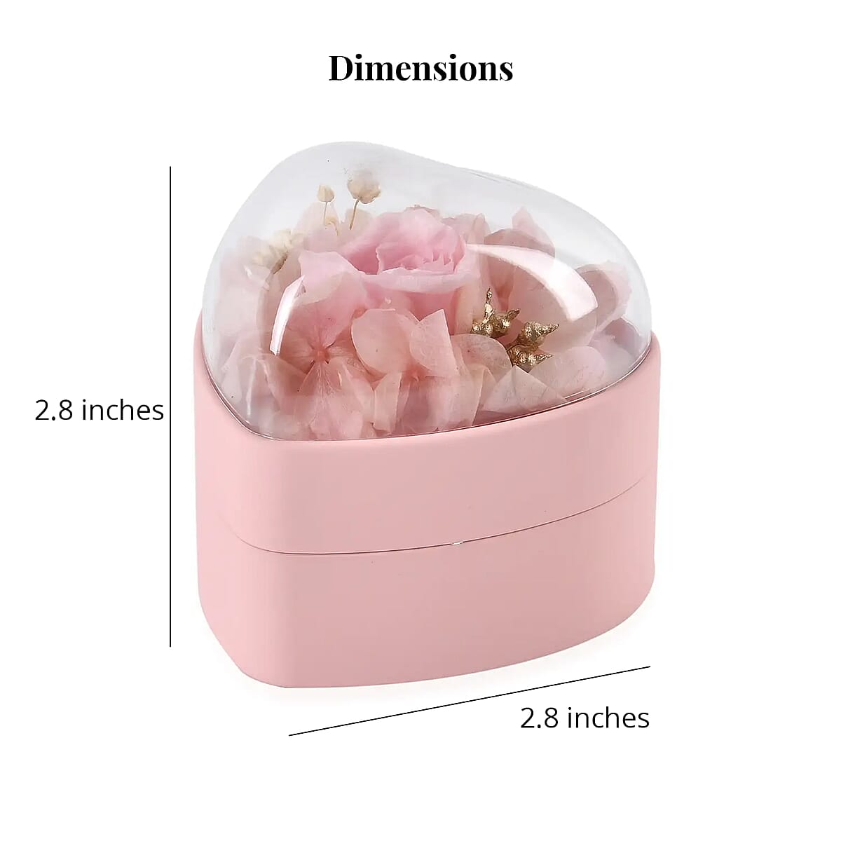Pink Acrylic Heart Shape Ring Box with 3D Flower on Top image number 5