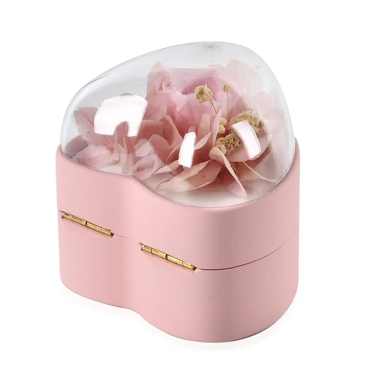 Pink Acrylic Heart Shape Ring Box with 3D Flower on Top image number 6