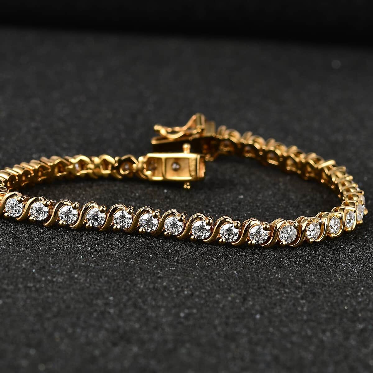 Moissanite Line Bracelet in Vermeil Yellow Gold Over Sterling Silver (7.25 In) 4.00 ctw image number 2