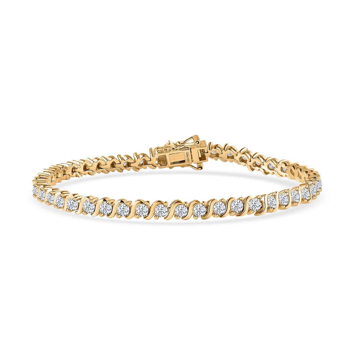 Moissanite Line Bracelet in Vermeil Yellow Gold Over Sterling Silver (8.00 In) 4.40 ctw image number 0