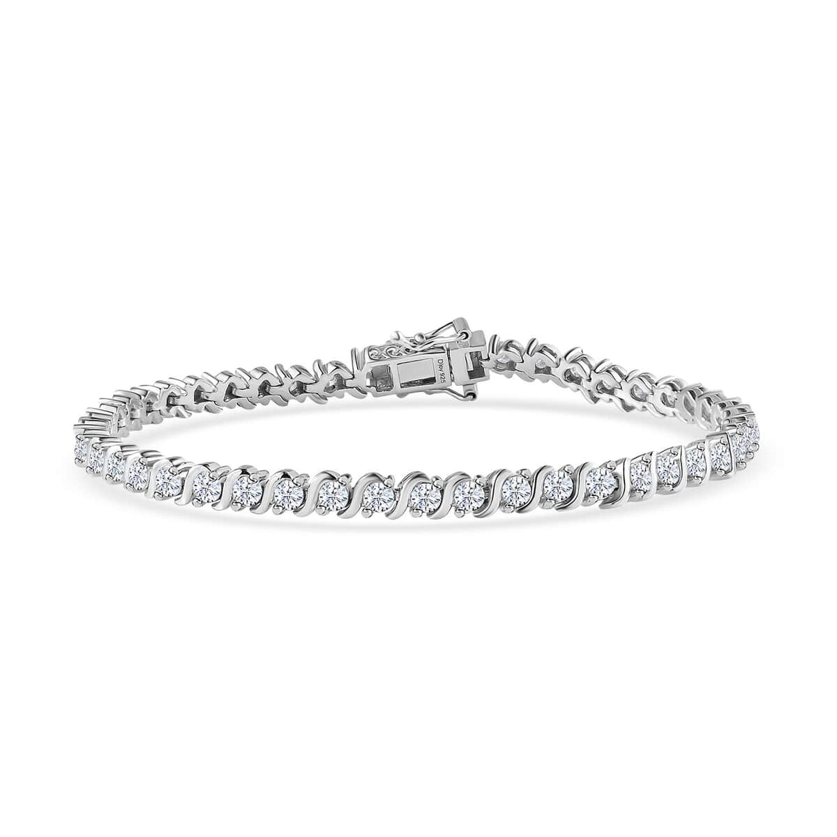 Moissanite Line Bracelet in Platinum Over Sterling Silver (8.00 In) 4.40 ctw image number 0