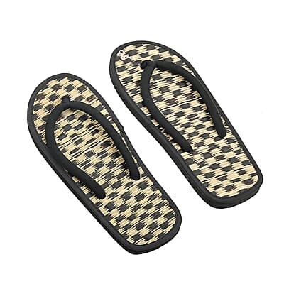 Checked Seagrass Slipper with Fabric Strap - Size 7-7.5