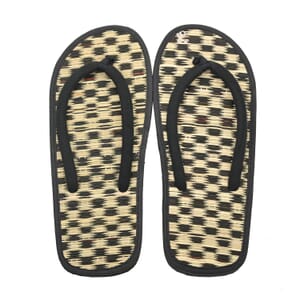 Checked Seagrass Slipper with Fabric Strap - Size 8-8.5
