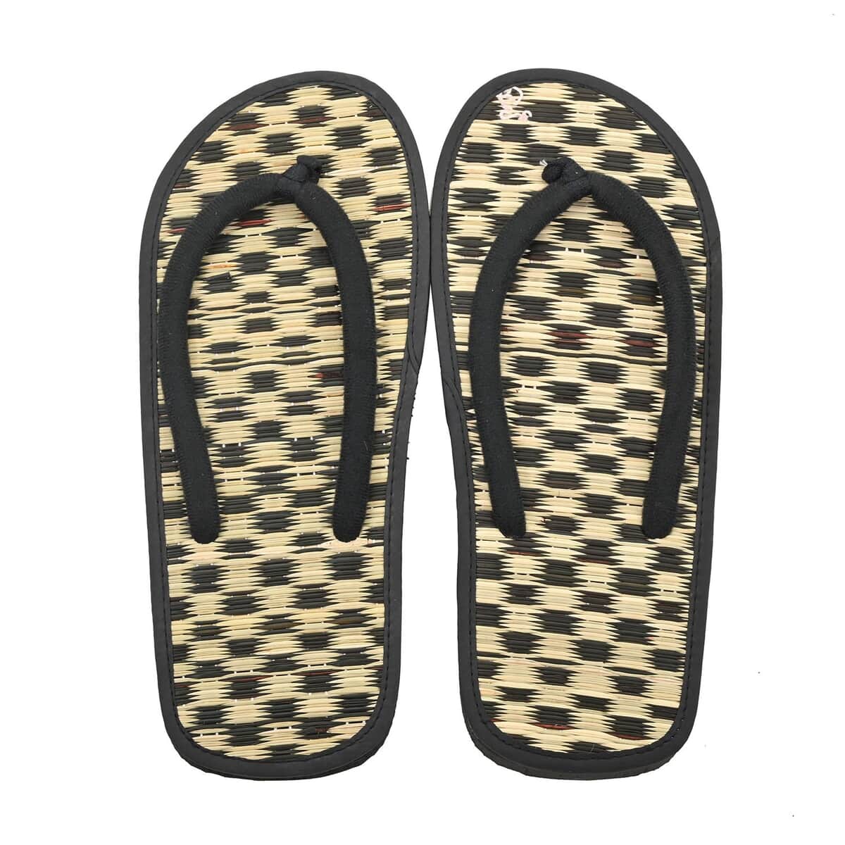 Checked Seagrass Slipper with Fabric Strap - Size 9-9.5 image number 0