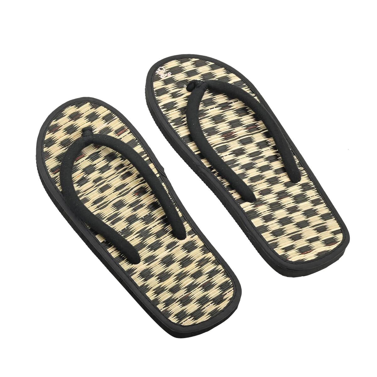 Checked Seagrass Slipper with Fabric Strap - Size 9-9.5 image number 1