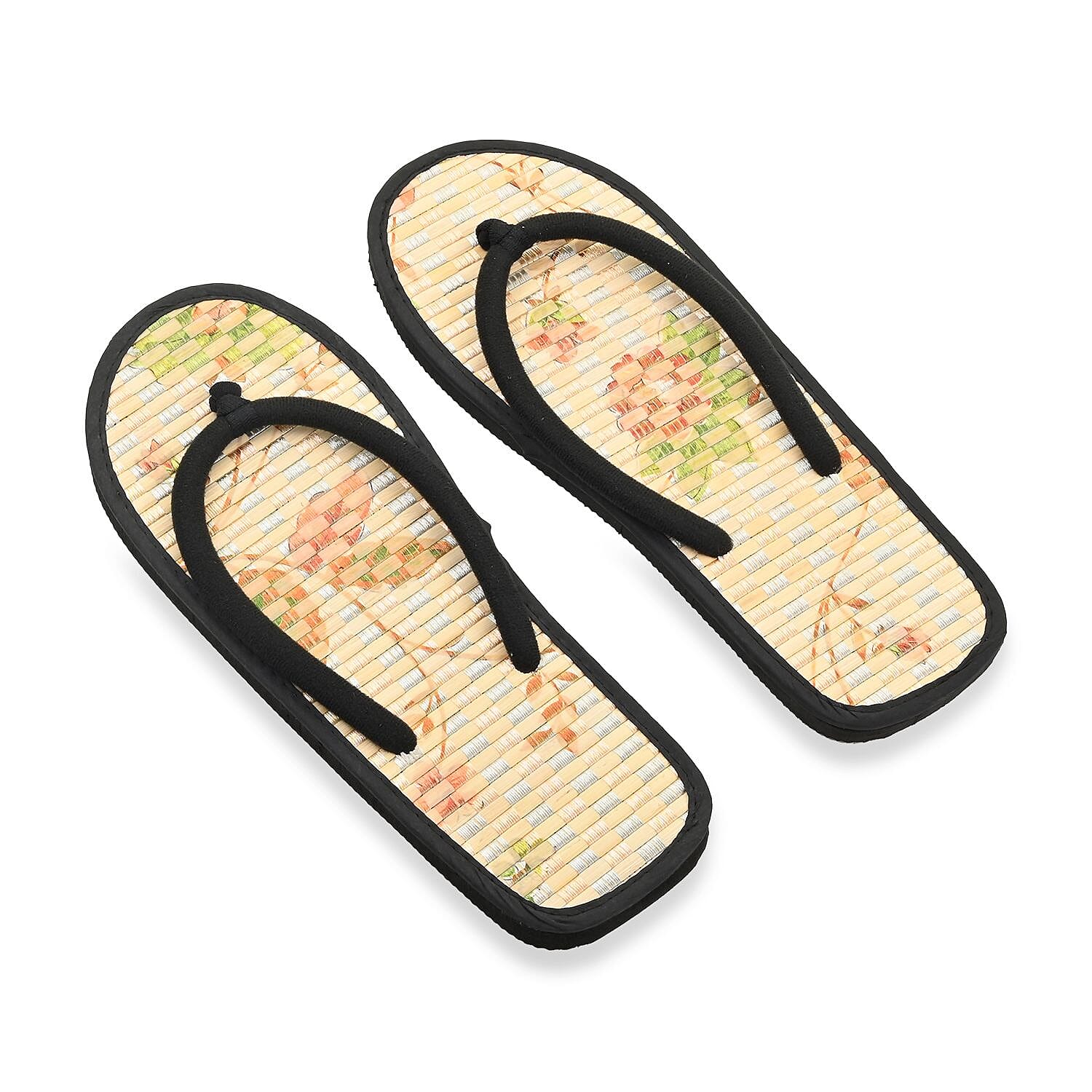 Floral Seagrass Slipper with Fabric Strap - Size 7-7.5