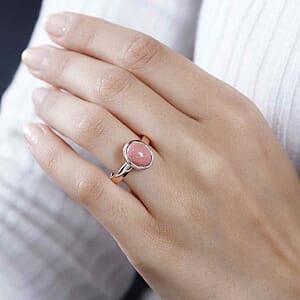 Oregon Sunrise Peach Opal 1.80 ctw Solitaire Ring in Vermeil Rose Gold Over Sterling Silver (Size 11.5) (5.62 g)