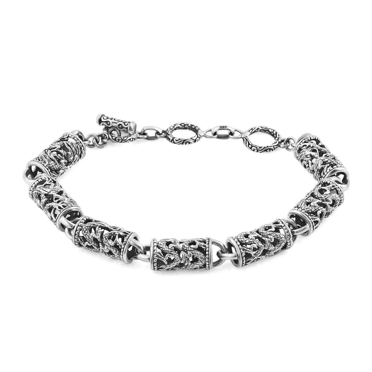 Bali Legacy Sterling Silver Dragon Bracelet (6.50-8.0In) 17.80 Grams image number 0