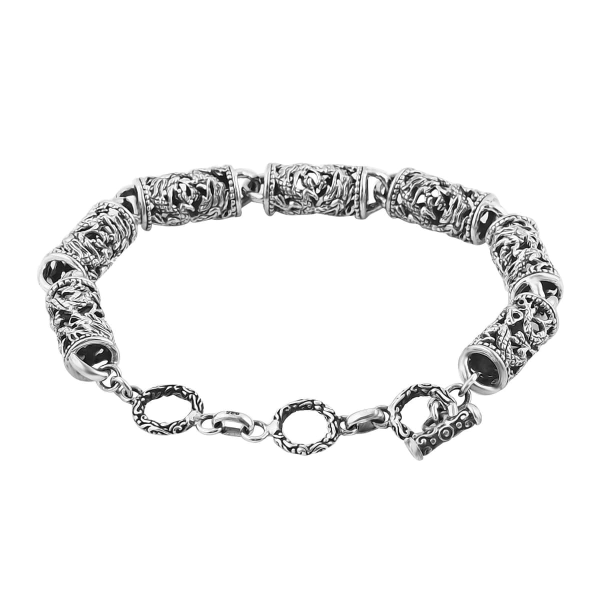 Bali Legacy Sterling Silver Dragon Bracelet (6.50-8.0In) 17.80 Grams image number 3