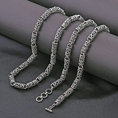 Bali Legacy Sterling Silver Dragon Necklace 20-22 Inches 60.50 Grams