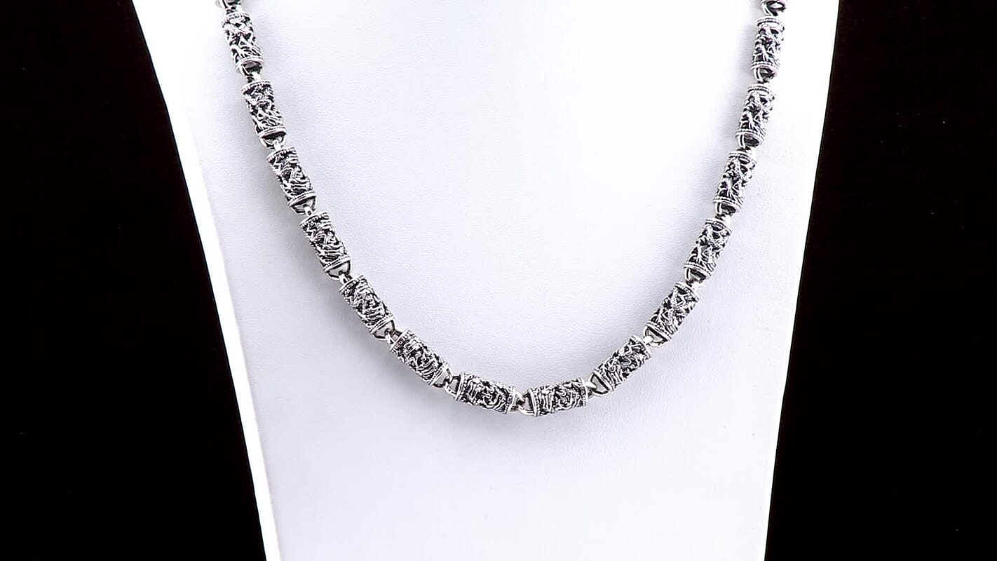 Bali Legacy Sterling Silver Dragon Necklace 20-22 Inches 60.50 Grams