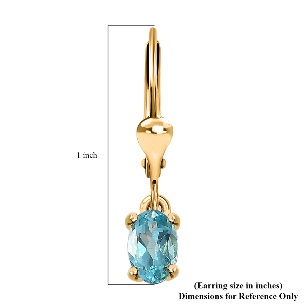 Premium Betroka Blue Apatite Solitaire Lever Back Earrings in Vermeil Yellow Gold Over Sterling Silver 1.00 ctw image number 4