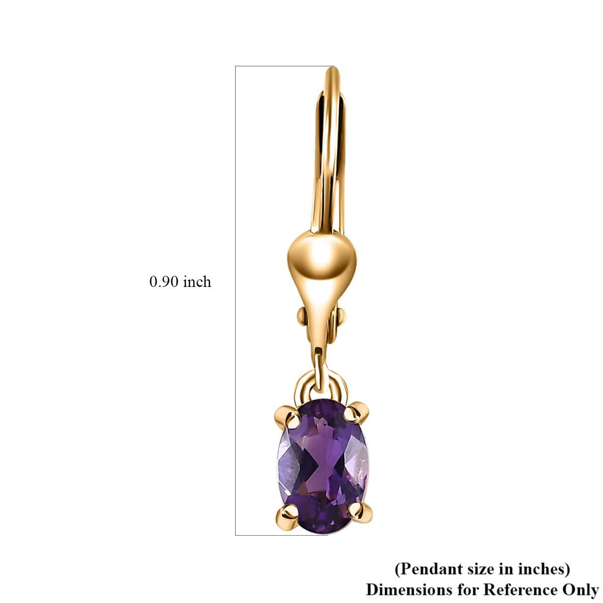 Premium Mashamba Amethyst Solitaire Lever Back Earrings in Vermeil Yellow Gold Over Sterling Silver 0.80 ctw image number 5