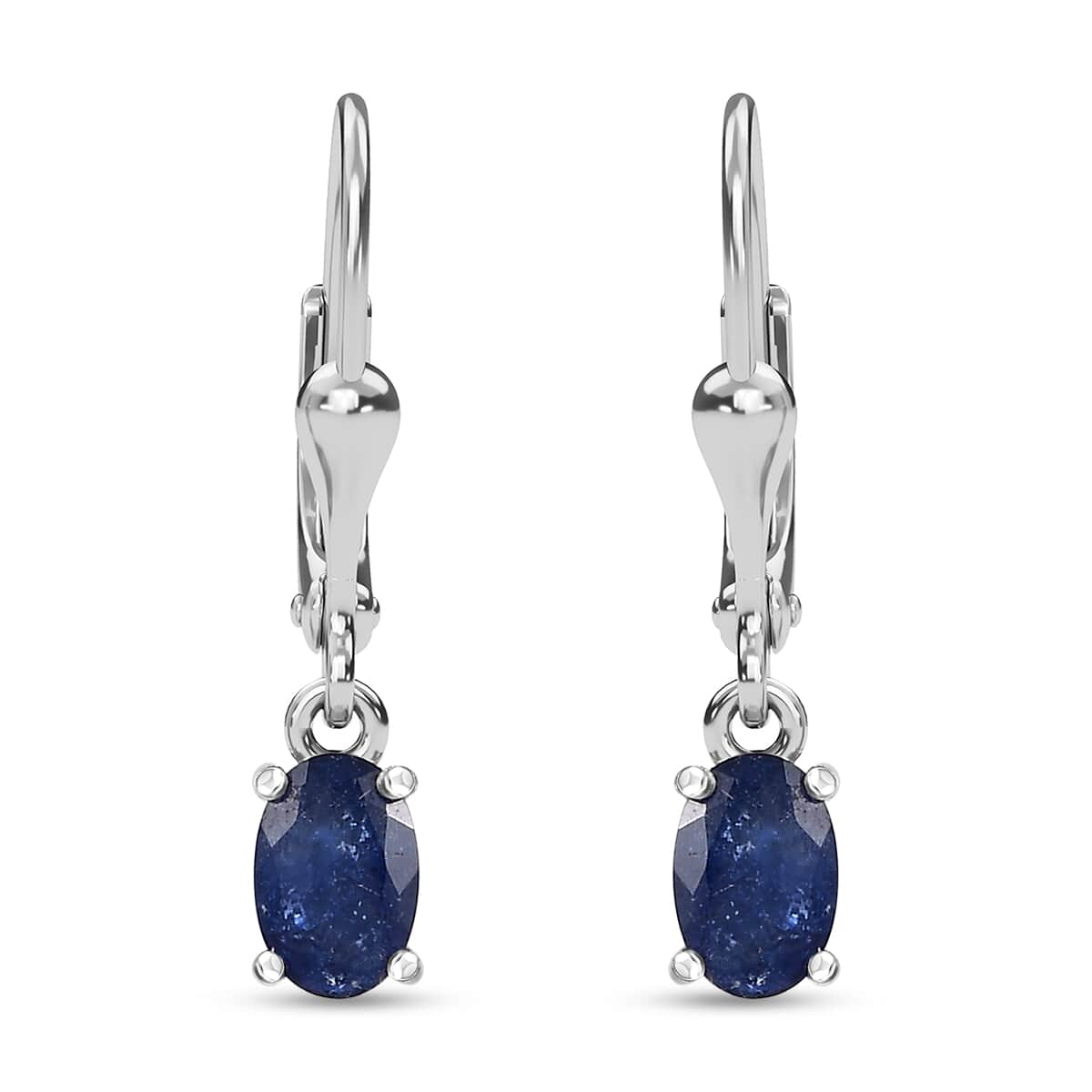 Premium Masoala Sapphire (D) Solitaire Lever Back Earrings in Platinum Over Sterling Silver 1.40 ctw image number 0