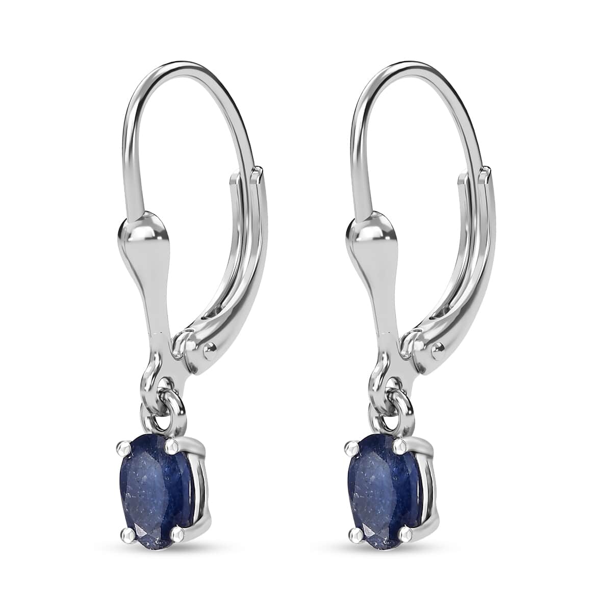 Premium Masoala Sapphire (D) Solitaire Lever Back Earrings in Platinum Over Sterling Silver 1.40 ctw image number 3
