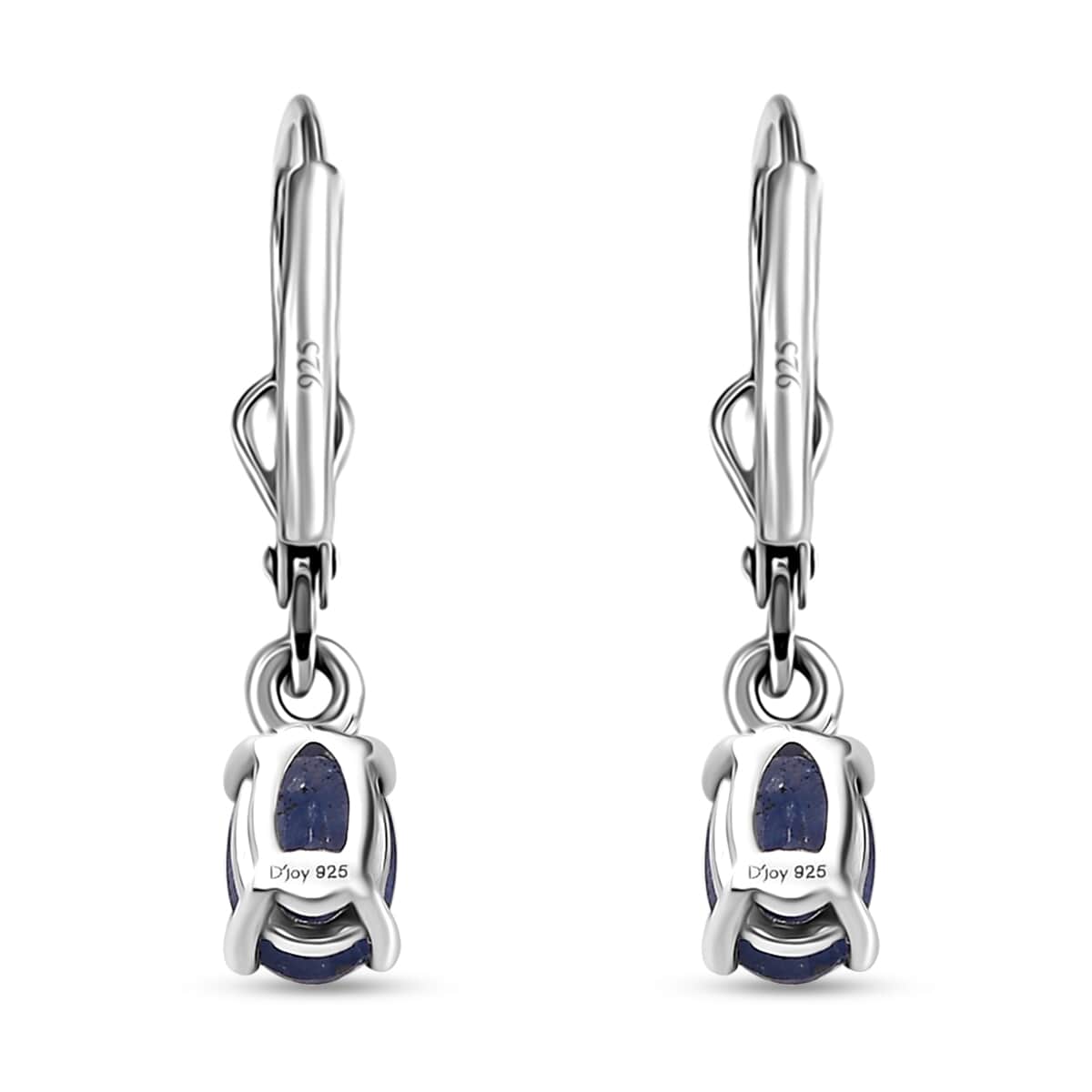 Premium Masoala Sapphire (D) Solitaire Lever Back Earrings in Platinum Over Sterling Silver 1.40 ctw image number 4