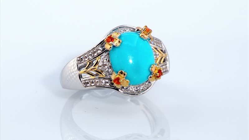 Sleeping Beauty Turquoise and Multi Gemstone Ring in Vermeil YG and Platinum Over Sterling Silver (Size 10.0) 3.80 ctw