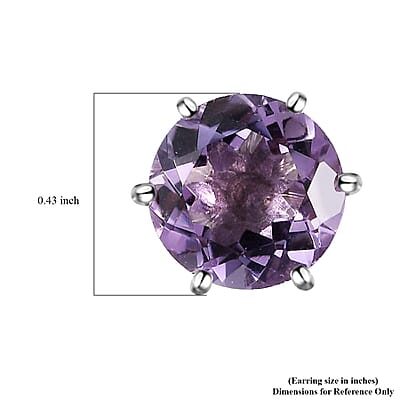 Rose De France Amethyst Solitaire Stud Earrings in Platinum Over Sterling Silver 7.00 ctw