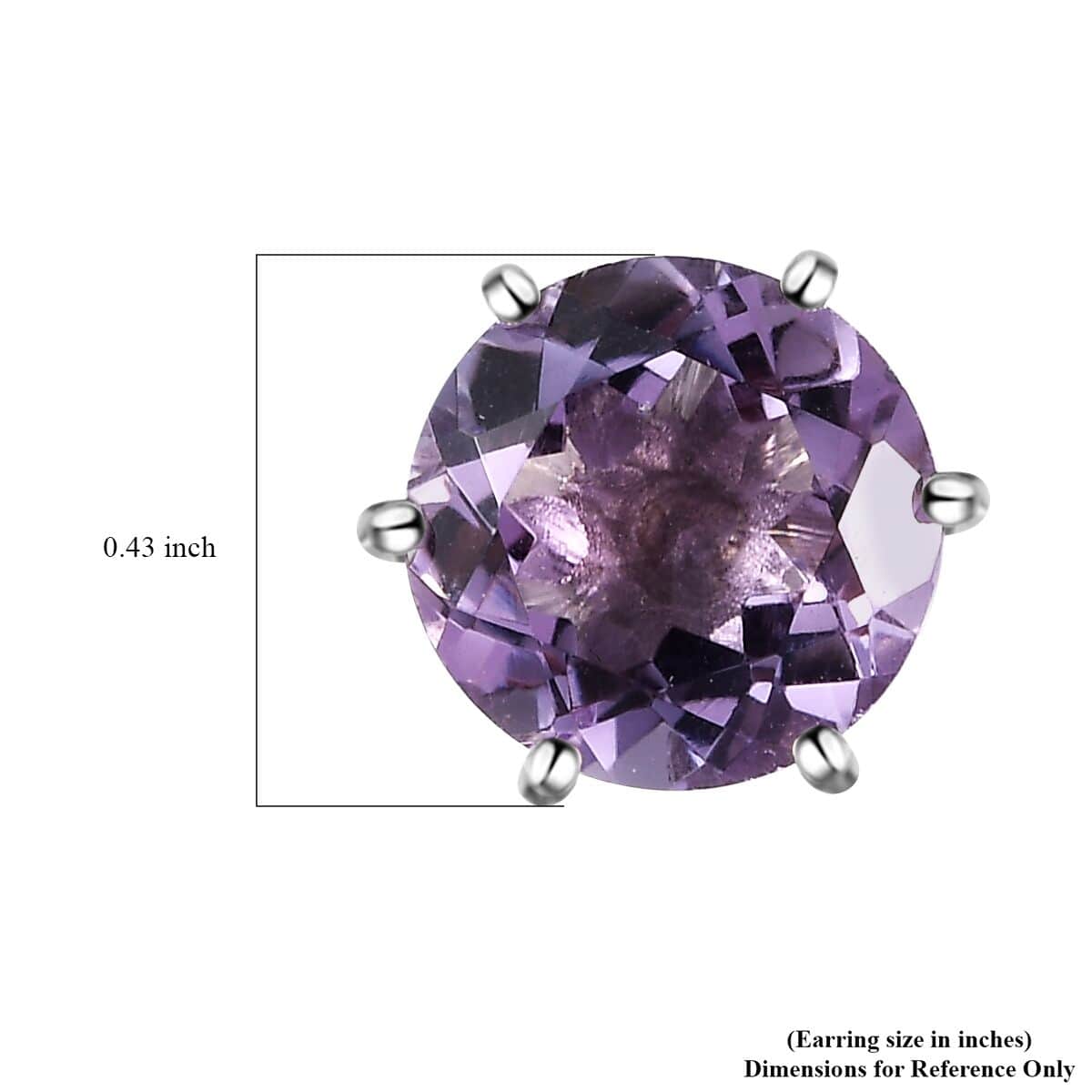 Rose De France Amethyst Solitaire Stud Earrings in Platinum Over Sterling Silver 7.00 ctw image number 4