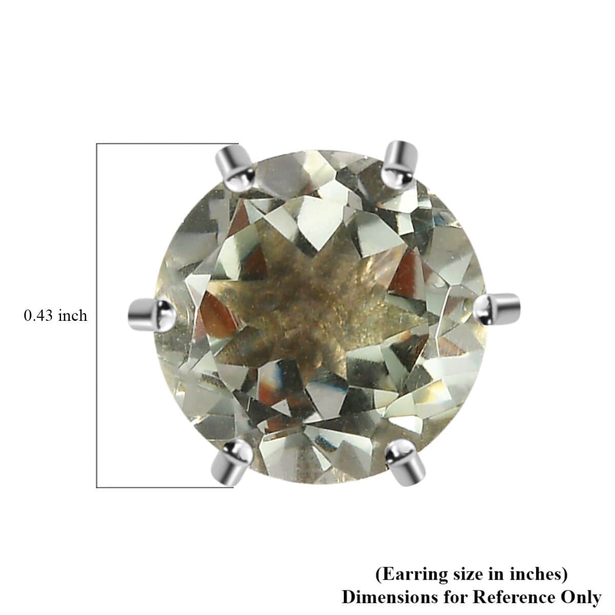 Montezuma Prasiolite Solitaire Stud Earrings in Platinum Over Sterling Silver 7.10 ctw image number 4