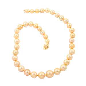 Certified & Appraised Iliana 18K Yellow Gold AAAA South Sea Golden Pearl Necklace 18 Inches