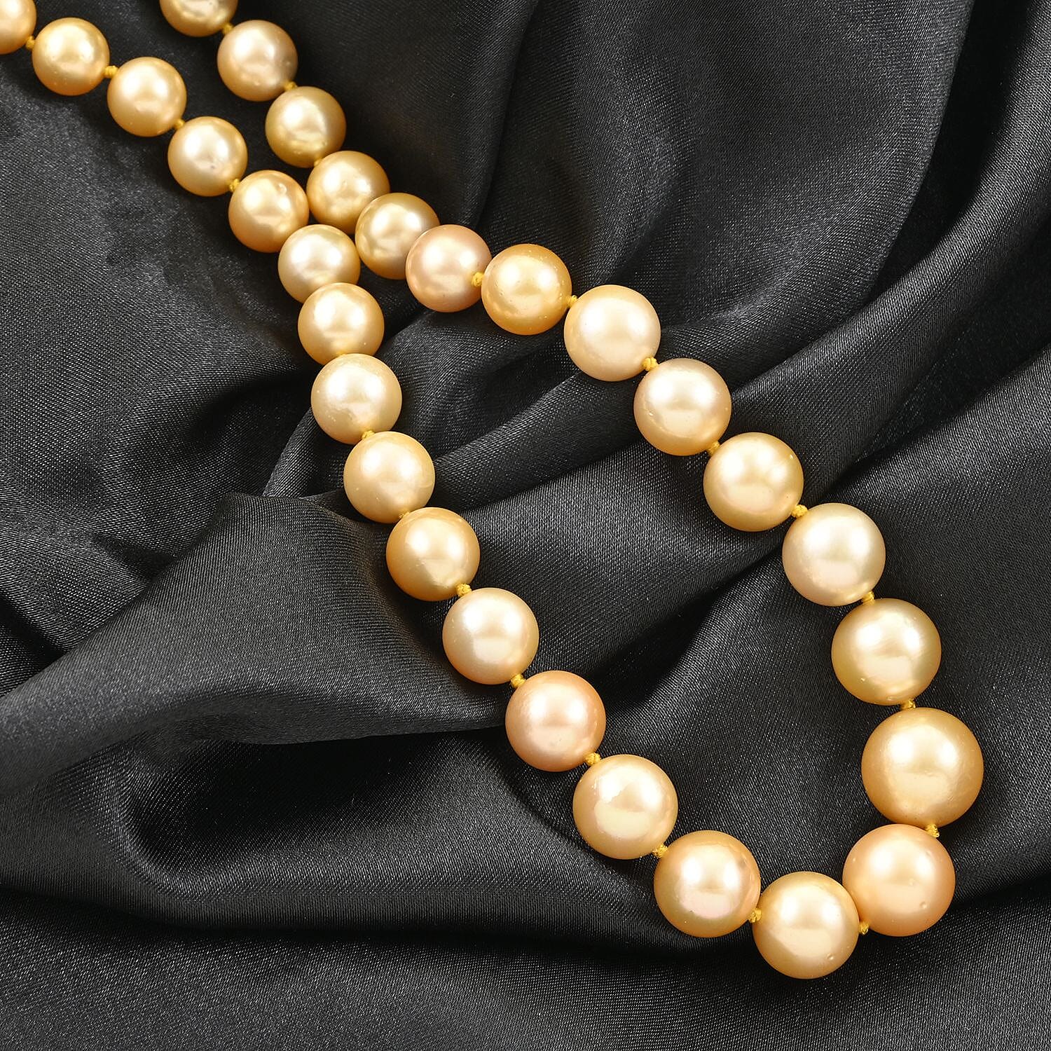 Certified & Appraised Iliana 18K Yellow Gold AAAA South Sea Golden Pearl Necklace 18 Inches