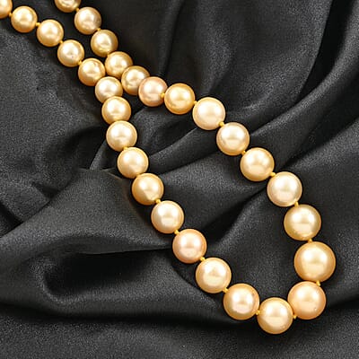 Certified & Appraised Iliana 18K Yellow Gold AAAA South Sea Golden Pearl Necklace 18 Inches