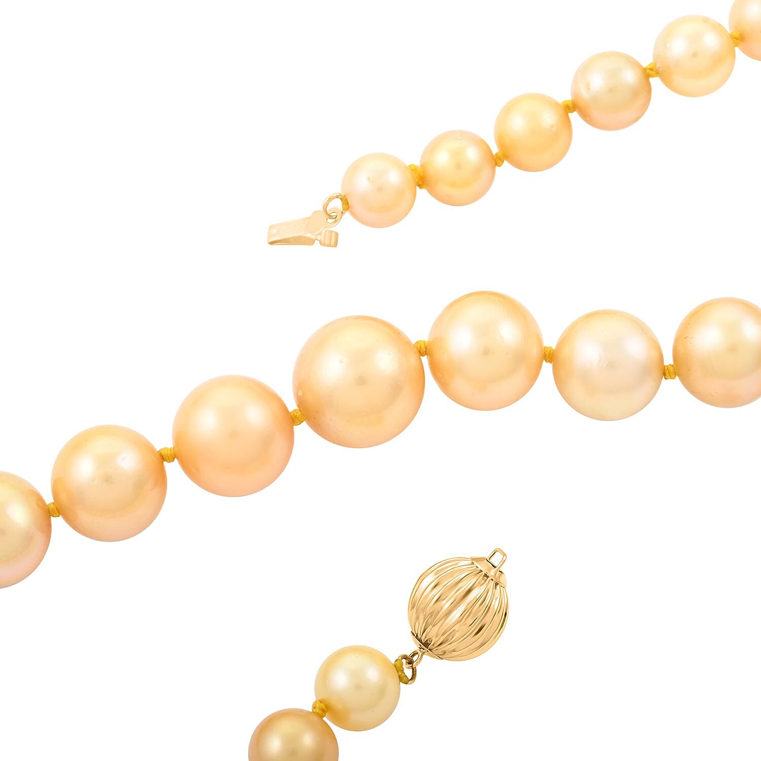 Certified & Appraised Iliana 18K Yellow Gold AAAA South Sea Golden Pearl Necklace 18 Inches
