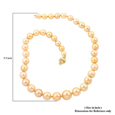 Certified & Appraised Iliana 18K Yellow Gold AAAA South Sea Golden Pearl Necklace 18 Inches