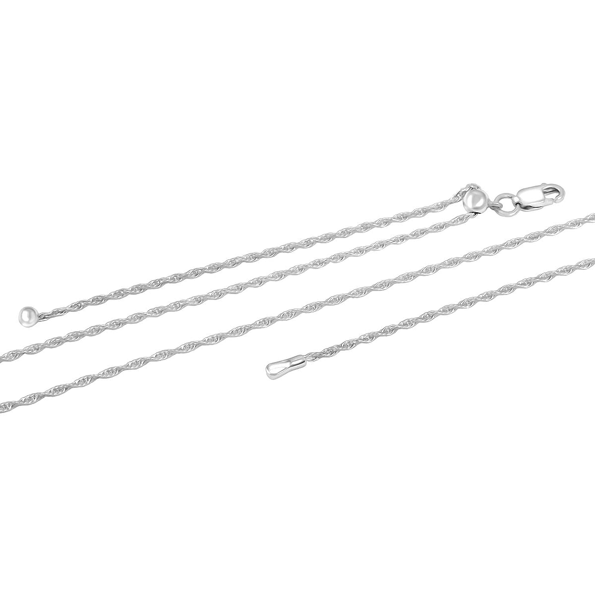 Italina Sterling Silver Rope Adjustable Chain Necklace 24 Inches 3.20 Grams image number 2
