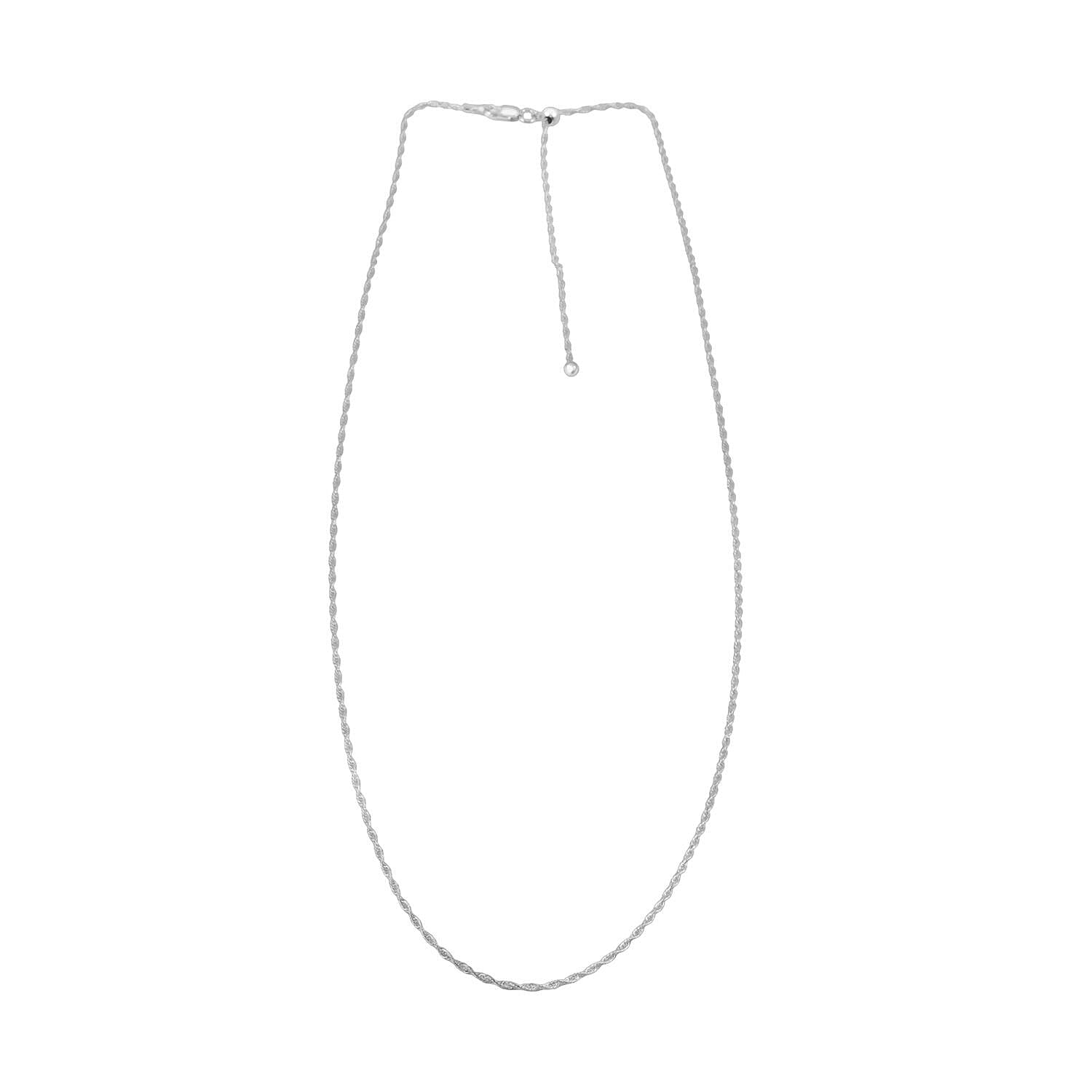 Italina Sterling Silver Rope Adjustable Chain Necklace 24 Inches 3.20 Grams