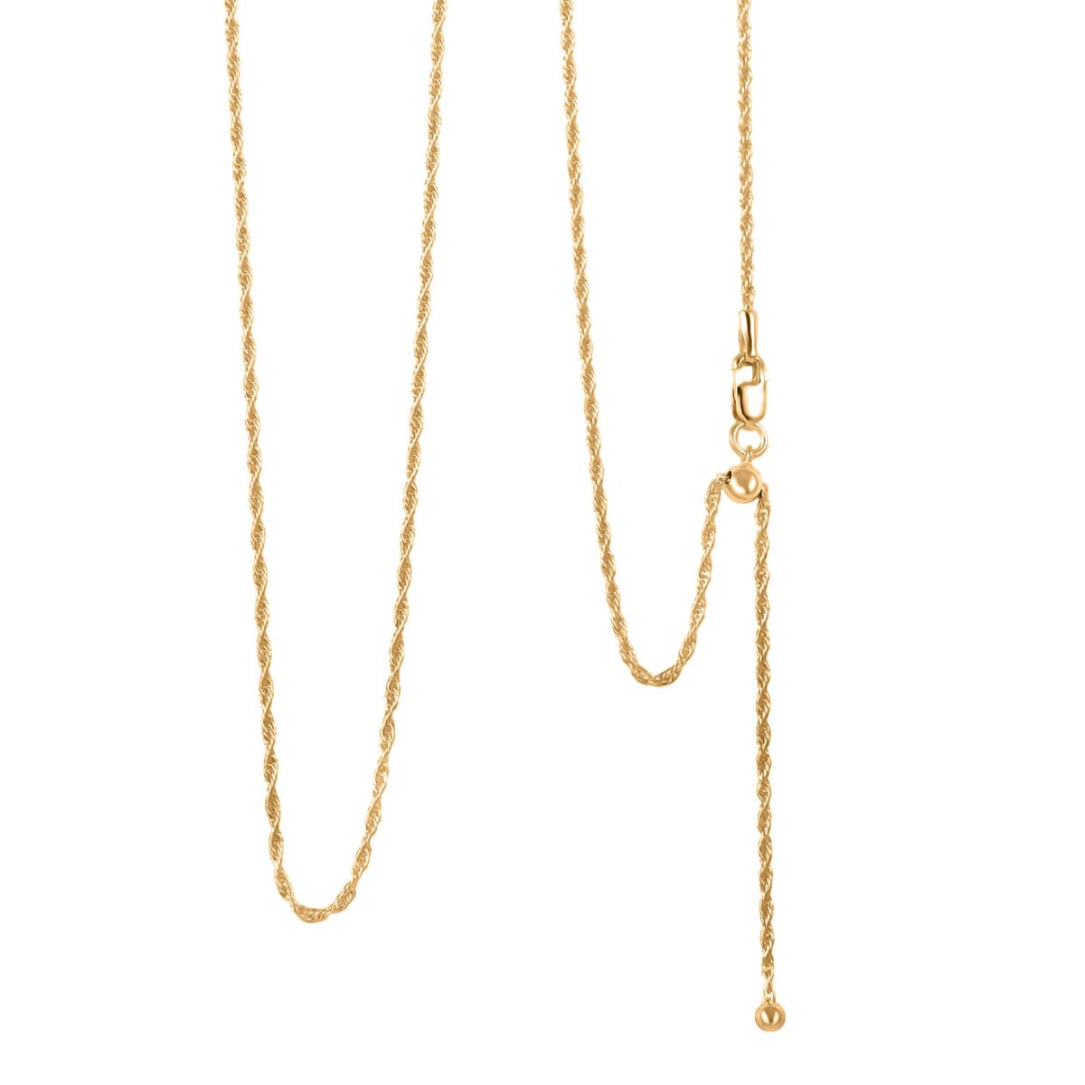Italina 14K Yellow Gold Over Sterling Silver Rope Adjustable Chain Necklace 24 Inches 3.20 Grams image number 0