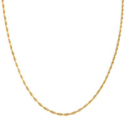 Italina 14K Yellow Gold Over Sterling Silver Rope Adjustable Chain Necklace 24 Inches 3.20 Grams