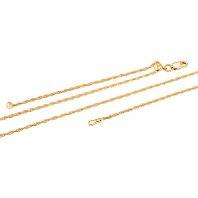 Italina 14K Yellow Gold Over Sterling Silver Rope Adjustable Chain Necklace 24 Inches 3.20 Grams