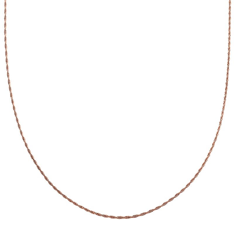Italina 14K Rose Gold Over Sterling Silver Rope Adjustable Chain Necklace 24 Inches 3.20 Grams