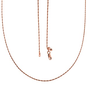 Italina 14K Rose Gold Over Sterling Silver Rope Adjustable Chain Necklace 24 Inches 3.20 Grams