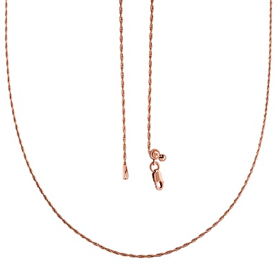 Italina 14K Rose Gold Over Sterling Silver Rope Adjustable Chain Necklace 24 Inches 3.20 Grams