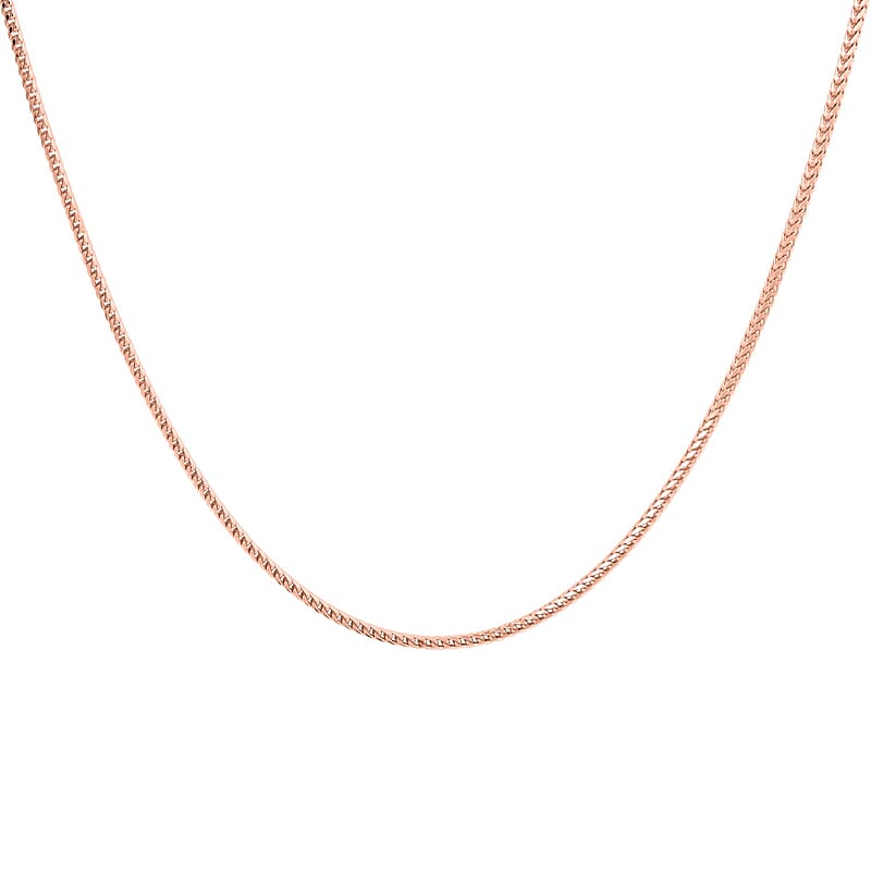 Italian 14K Rose Gold Over Sterling Silver Franco Chain Necklace 24 Inches 3.40 Grams
