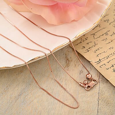 Italian 14K Rose Gold Over Sterling Silver Chain Necklace 24 Inches 2.60 Grams