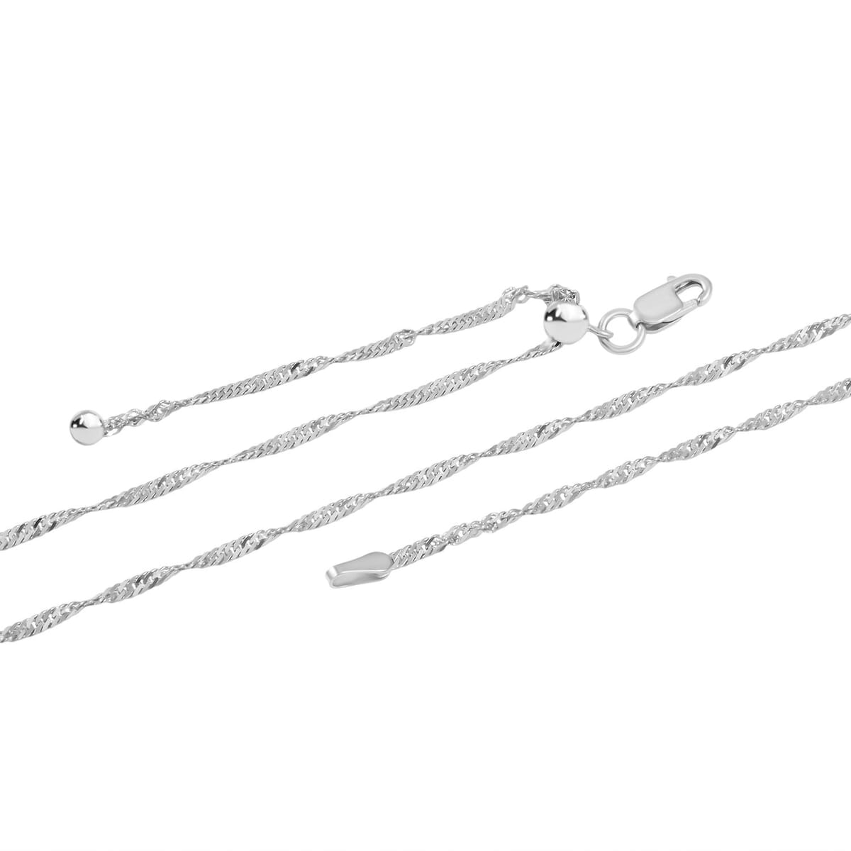 Italian Sterling Silver Singapore Chain Necklace 24 Inches 2.80 Grams image number 3