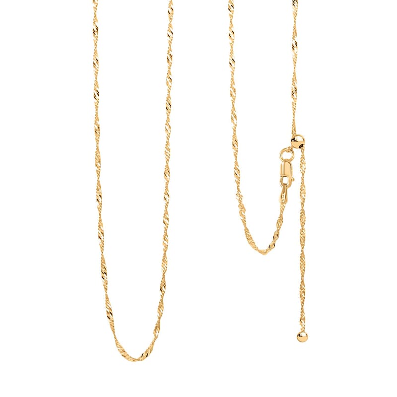 Italian 14K Yellow Gold Over Sterling Silver Singapore Chain Necklace 24 Inches 2.70 Grams