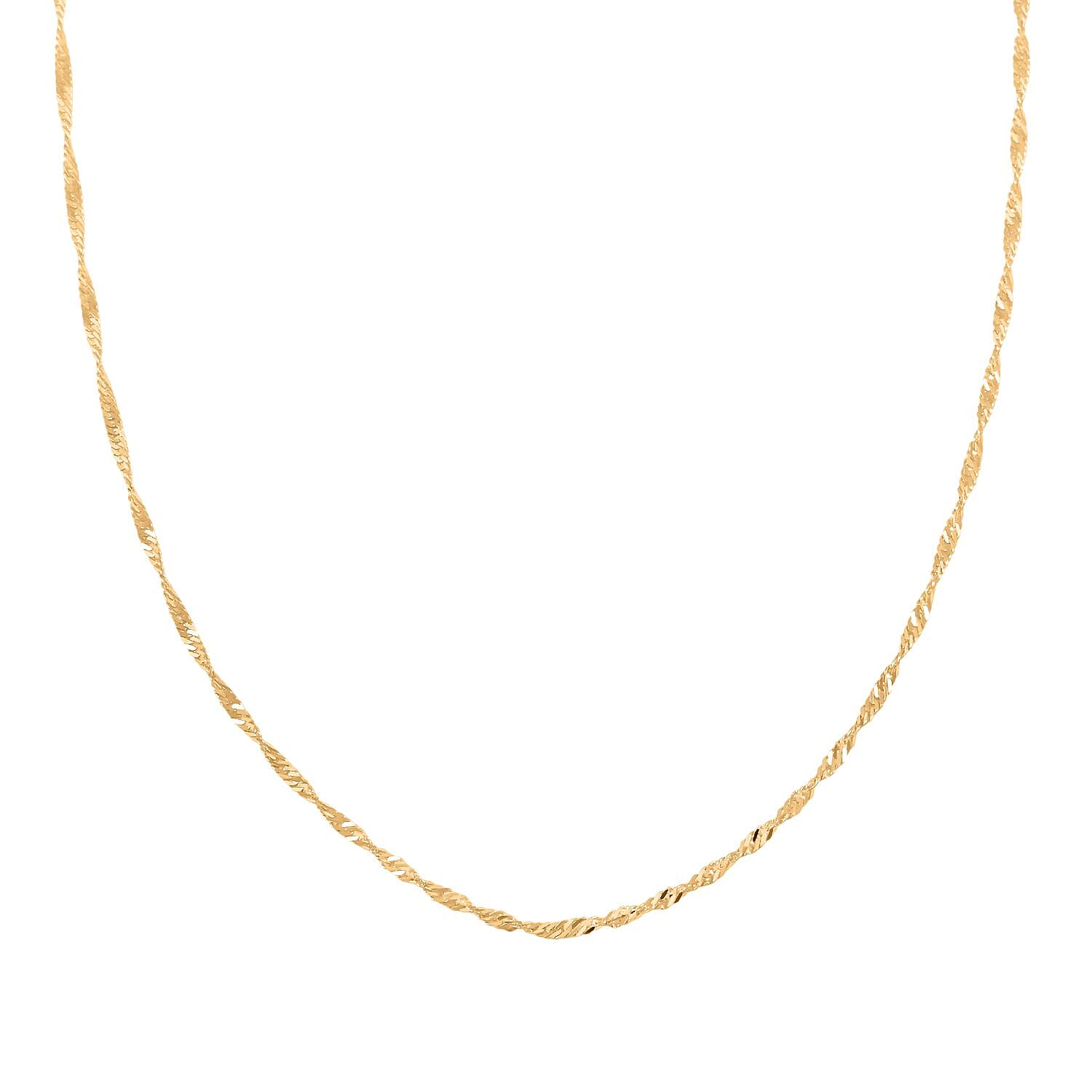 Italian 14K Yellow Gold Over Sterling Silver Singapore Chain Necklace 24 Inches 2.70 Grams