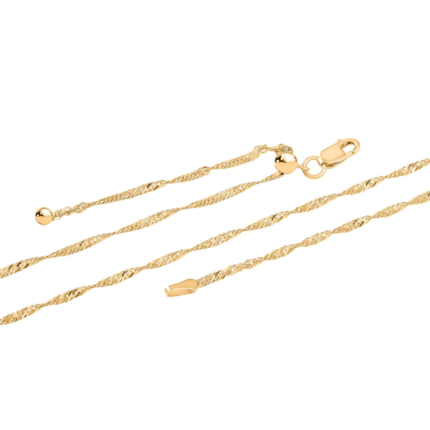 Italian 14K Yellow Gold Over Sterling Silver Singapore Chain Necklace 24 Inches 2.70 Grams