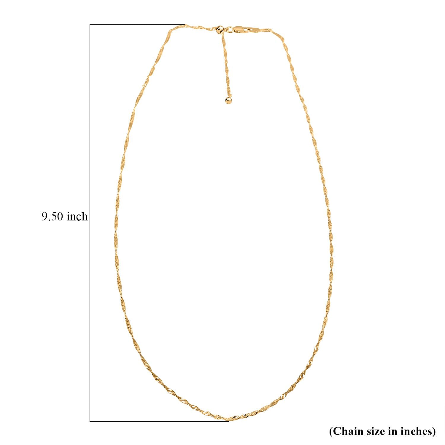 Italian 14K Yellow Gold Over Sterling Silver Singapore Chain Necklace 24 Inches 2.70 Grams
