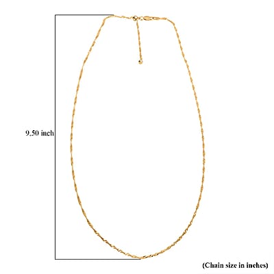 Italian 14K Yellow Gold Over Sterling Silver Singapore Chain Necklace 24 Inches 2.70 Grams