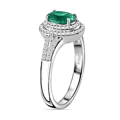 Rhapsody 950 Platinum AAAA Emerald, Diamond (E-F, VS2) Ring (Size 10.0) 1.60 ctw