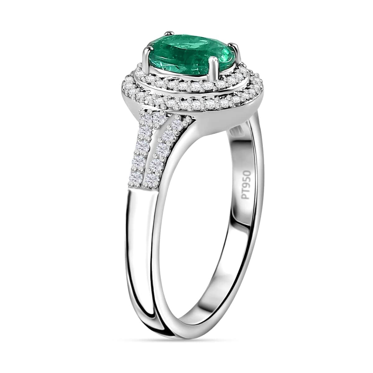 Rhapsody 950 Platinum AAAA Emerald, Diamond (E-F, VS2) Ring (Size 10.5) 1.60 ctw image number 3