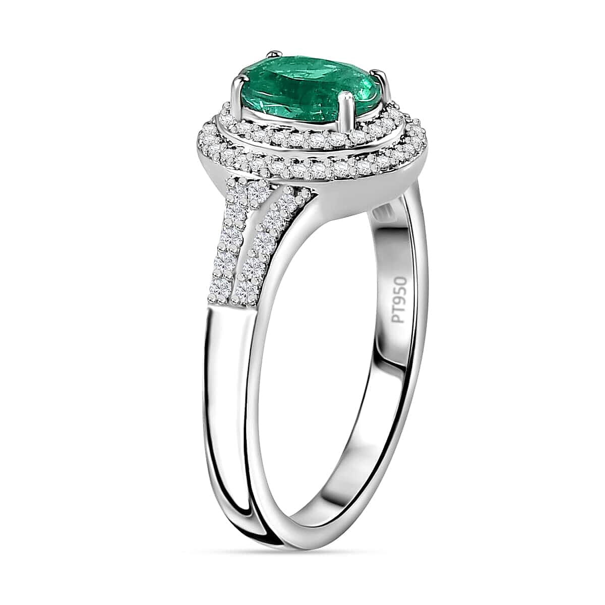 Rhapsody 950 Platinum AAAA Emerald, Diamond (E-F, VS2) Ring (Size 8.0) 1.60 ctw image number 3